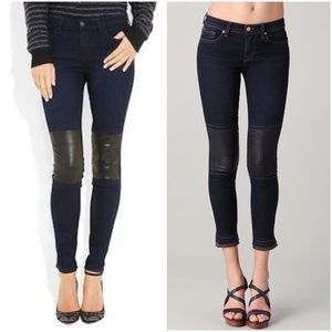 J Brand Dark Rinse skinny Jeans w/ Leather 30